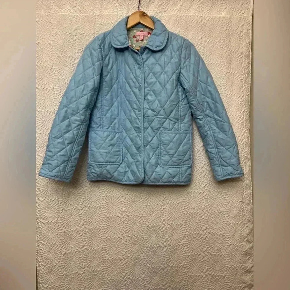Lilly Pulitzer Quilted Jacket Size 14 Light Blue Printed Lining Preppy Southern - Picture 1 of 12